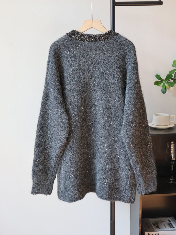 【tops】スパンコール付きニットトップス Q7919
