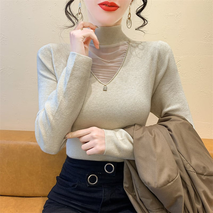 【tops】チュールドッキングニットトップス　M27626