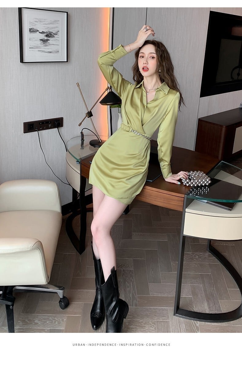 【dress】流行に流されないシャツワンピース着瘦せ　M17099