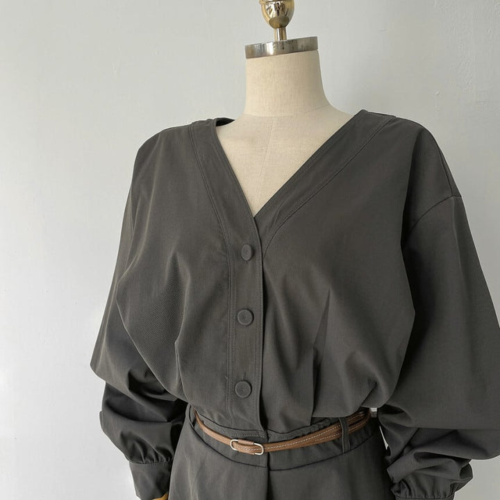 【dress】OL、通勤ワンピースベルト付き　M29620