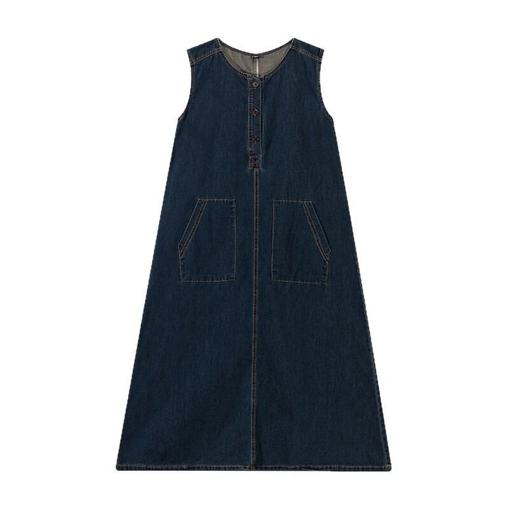 【dress】ポケット付きデニムベストワンピース Q8419
