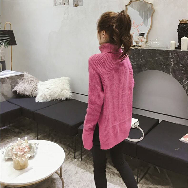 【tops】ハイネックスリットニットセーター　M18138