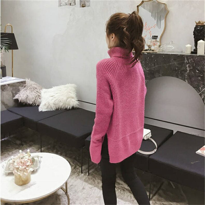 【tops】ハイネックスリットニットセーター　M18138