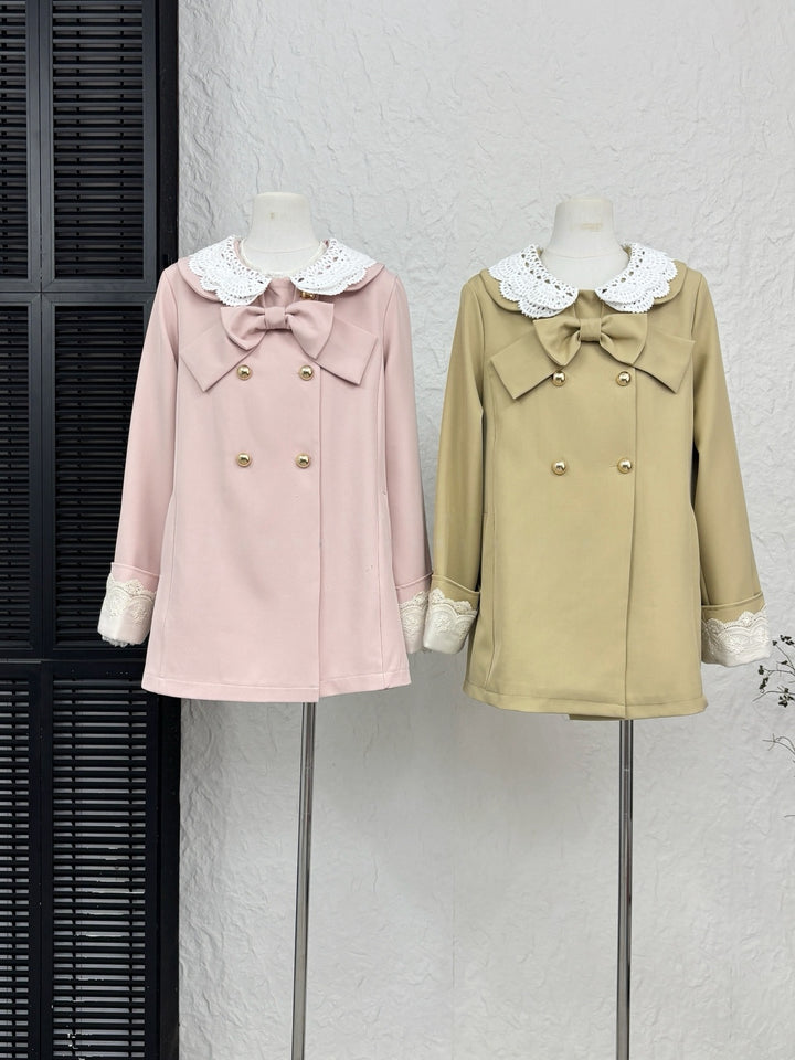 【outer】レースドッキングピーターパンカラーコート Q9276