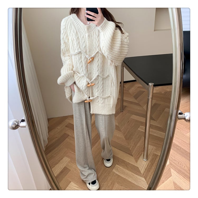 【outer】クルーネックニットカーデ　M18387