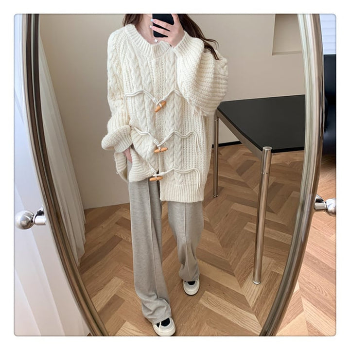 【outer】クルーネックニットカーデ　M18387