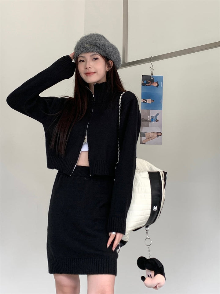 【set】ニットカーデ×スカートセット　M27703