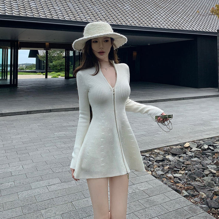 【dress】ジップニットミニワンピース　N3454
