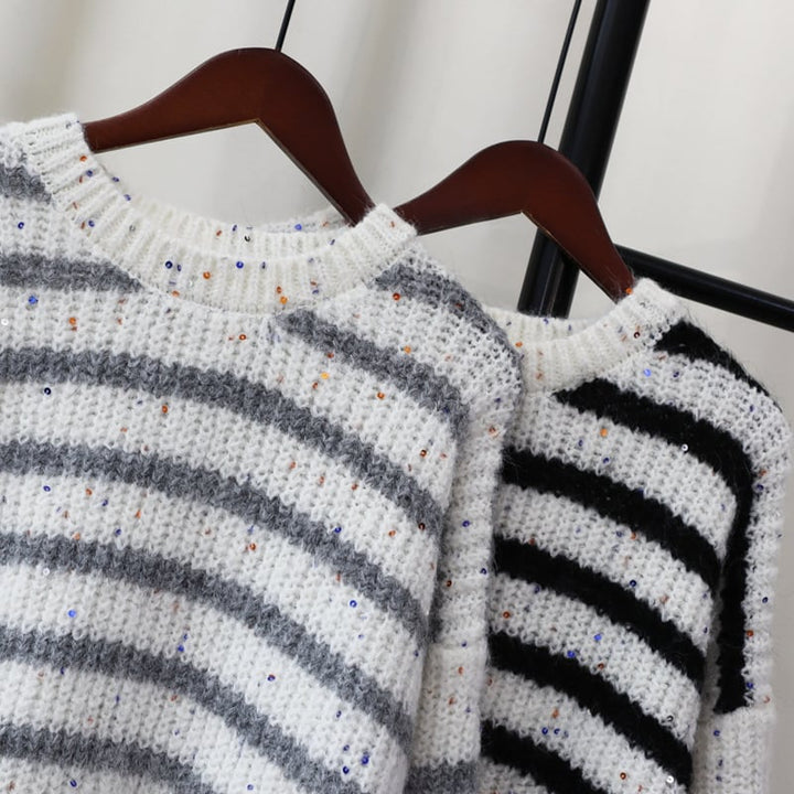 【tops】ボーダー柄ニットセーター　M27014