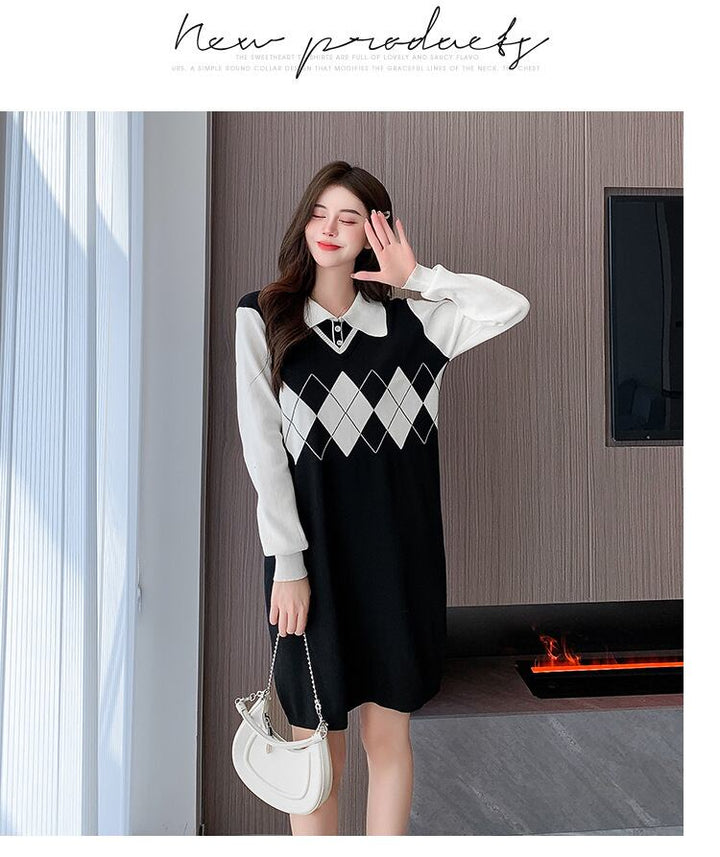 【dress】ドッキングニットワンピース　M18690