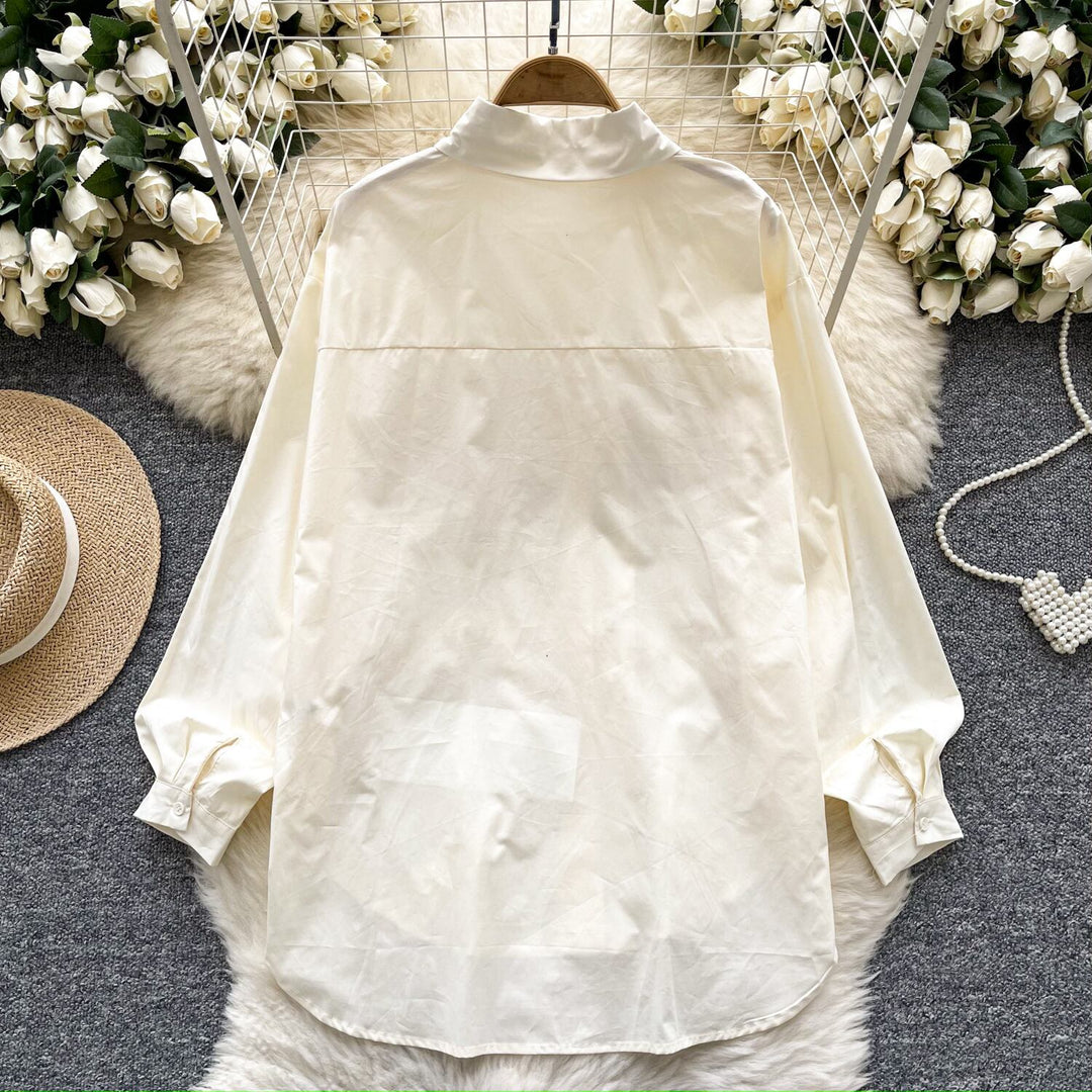 【tops】フリル人気デザインシャツブラウス　M29782