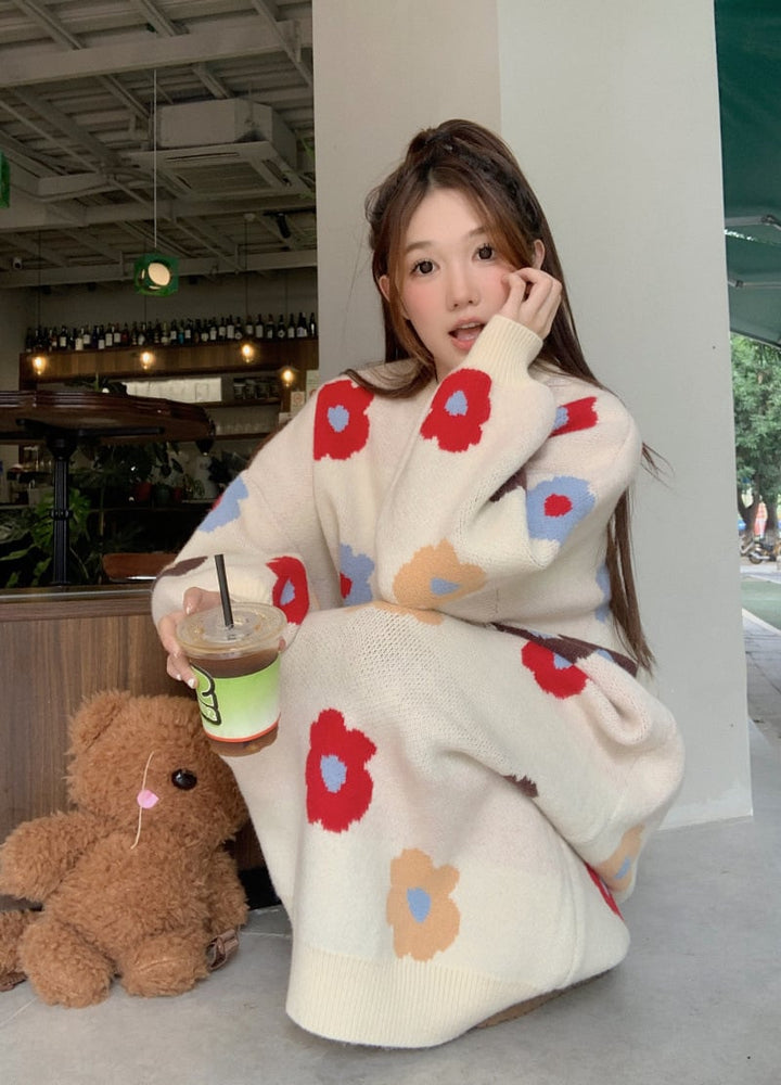 【dress】プリントニットワンピース　M26902