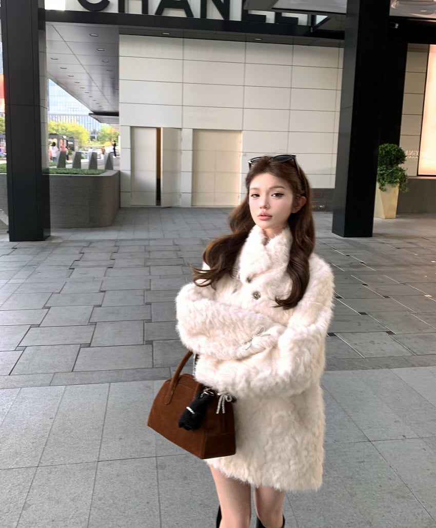 【outer】リボンボリュームファーコート    N3457