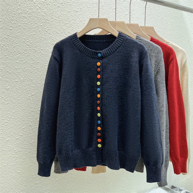【outer】ボーダー柄デザインニットカーデ　M26814