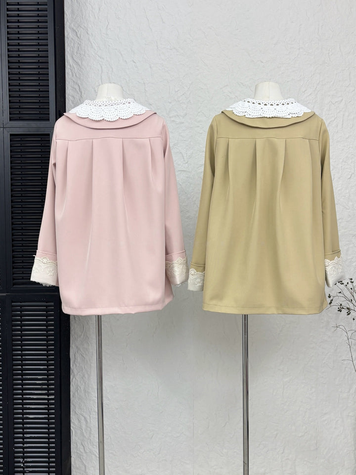 【outer】レースドッキングピーターパンカラーコート Q9276