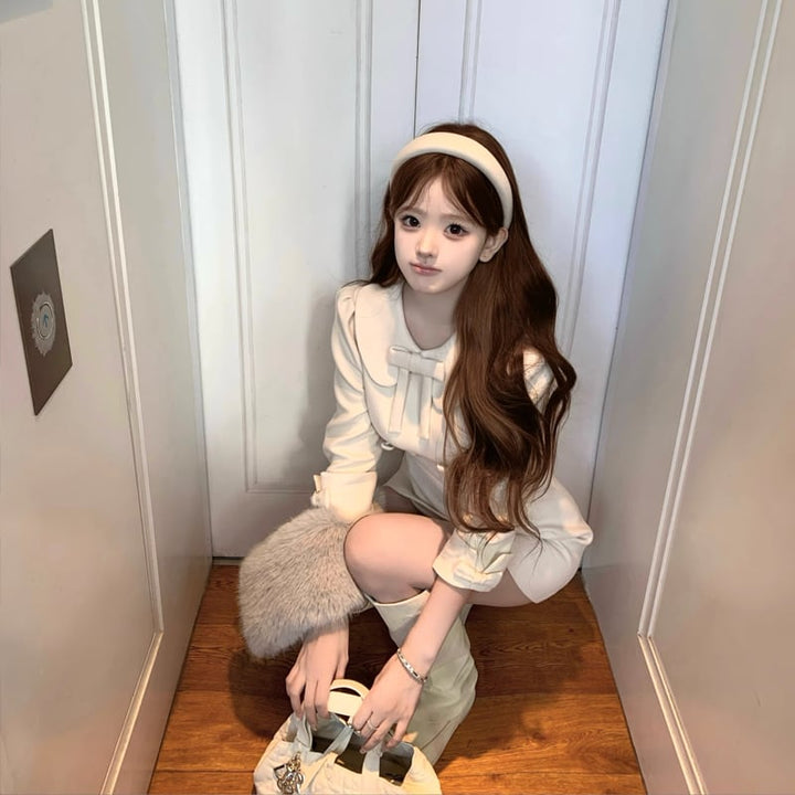 【dress】リボン付きピーターパンカラーワンピース Q7551