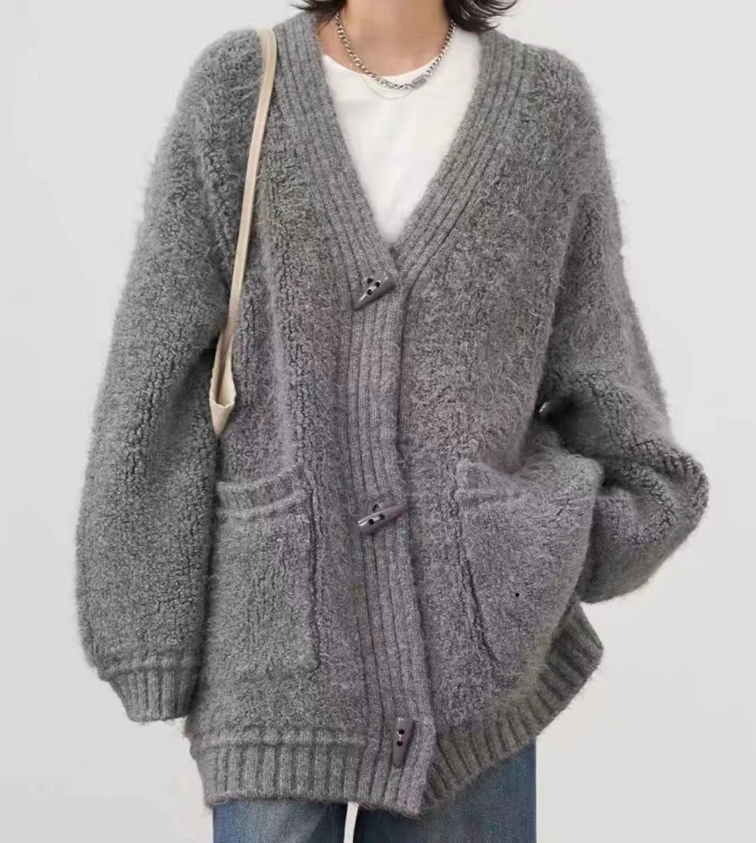 【outer】Vネックアウトポケットニットカーデ　M17812