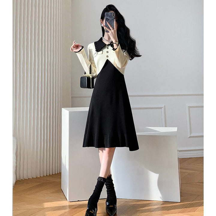 【dress】ドッキングニットワンピース　M18989