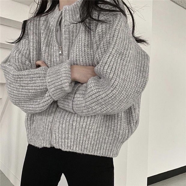 【outer】クルーネックニットカーデ　M18391