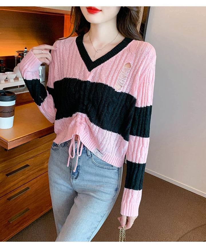 【tops】カットワークニットセーター　M25768