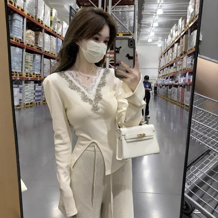 【tops】レース切り替えトップス　M29453