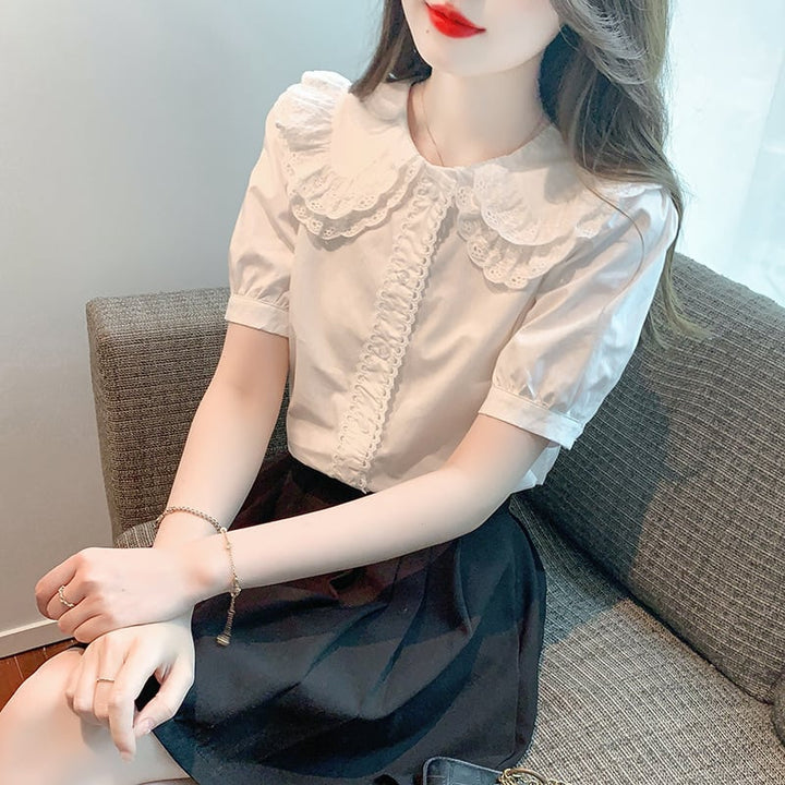 【tops】気質満点大人可愛いスウィートシャツトップス　M17395