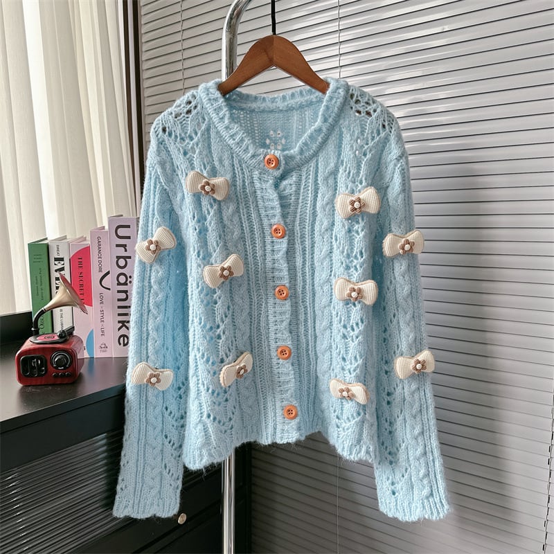 【outer】リボンニットカーデ　M26401