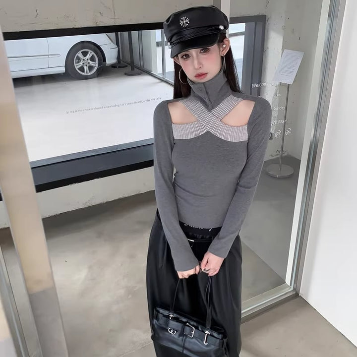 【tops】フロントカットトップス Q8076