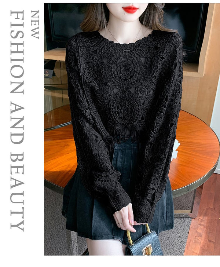 【tops】優しい雰囲気カットワークレーストップス　M17665