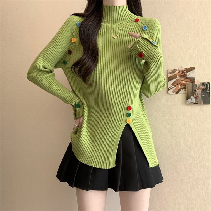 【tops】ボタンデザインニットトップス　M27823