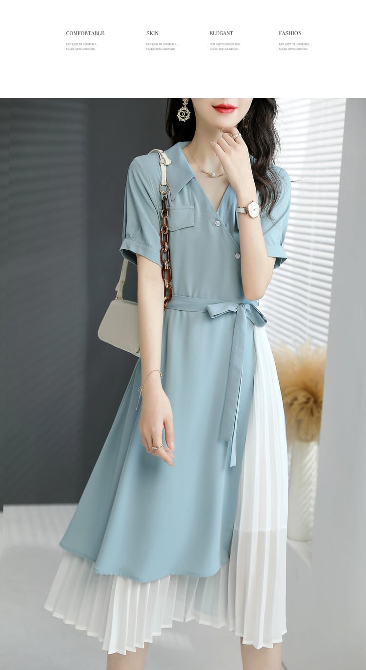 【dress】女子力アップエレガント切り替えシャツワンピース　M16971