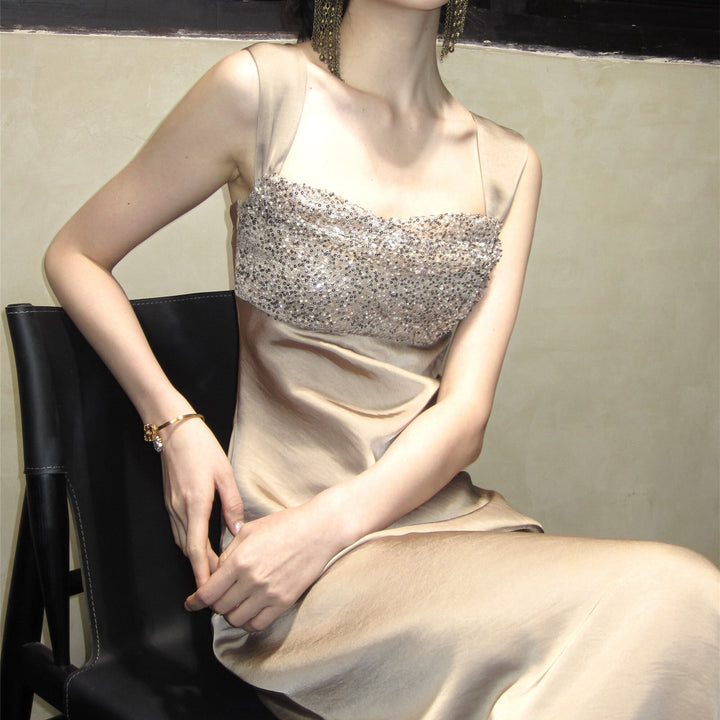 【dress】パールスパンコール付きキャミワンピース　N3527