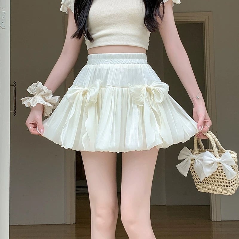【bottoms】リボン付きバルーンスカート Q8239