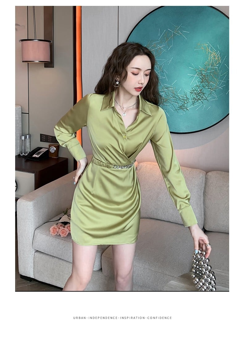 【dress】流行に流されないシャツワンピース着瘦せ　M17099