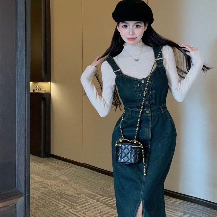 【dress】サロペットデニムワンピース　M27988