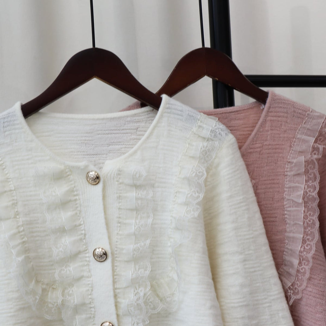 【outer】クルーネックドッキングニットカーデ　M17984