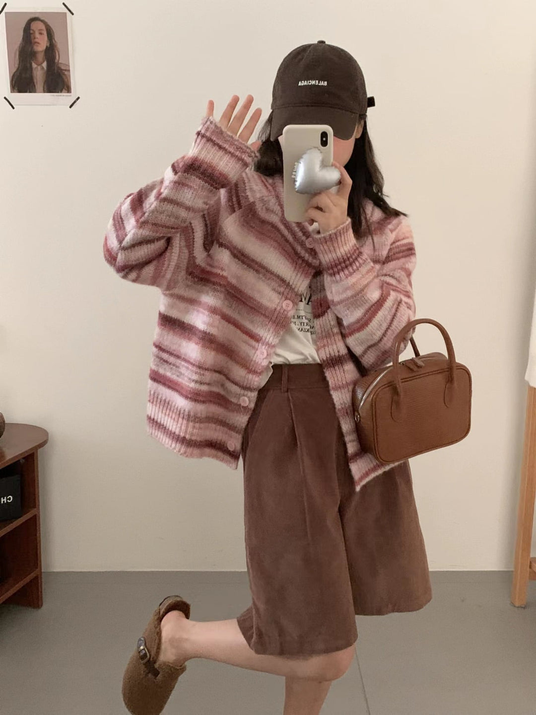 【outer】ボーダー柄ニットカーデ　M20362
