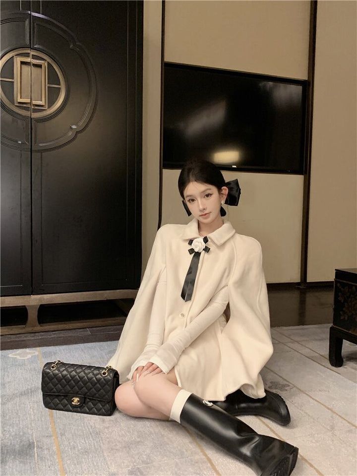 【outer】裹起毛ケープコート　M27955