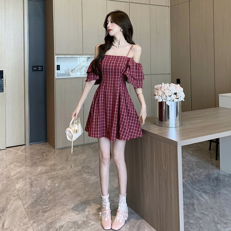 【dress】チェック柄ワンピース　M22606