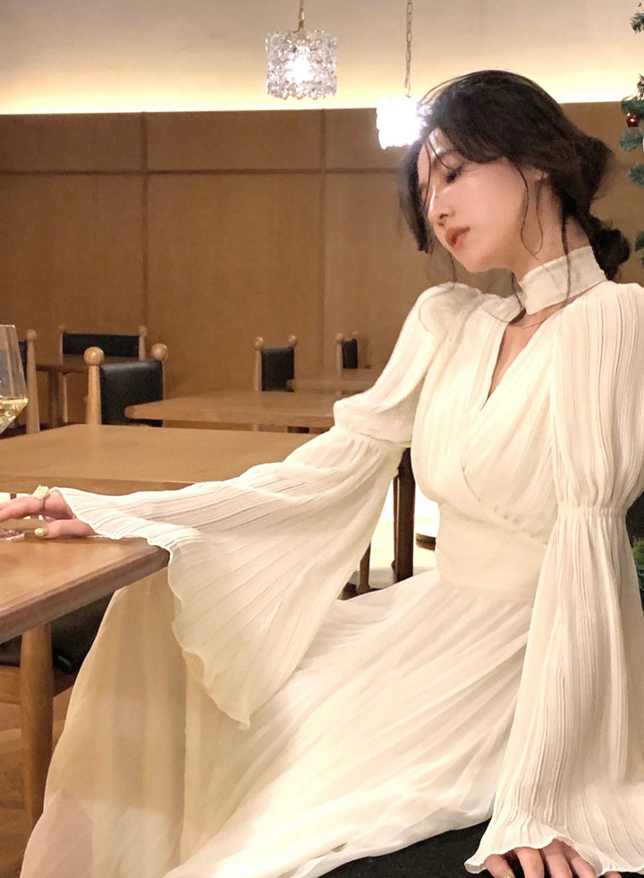 【dress】ベルスリーブプリーツワンピース　N3250