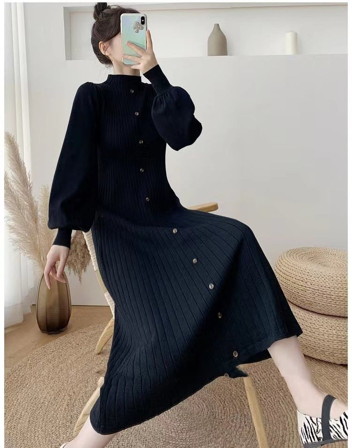 【dress】ボタンデザインニットワンピース　M26867
