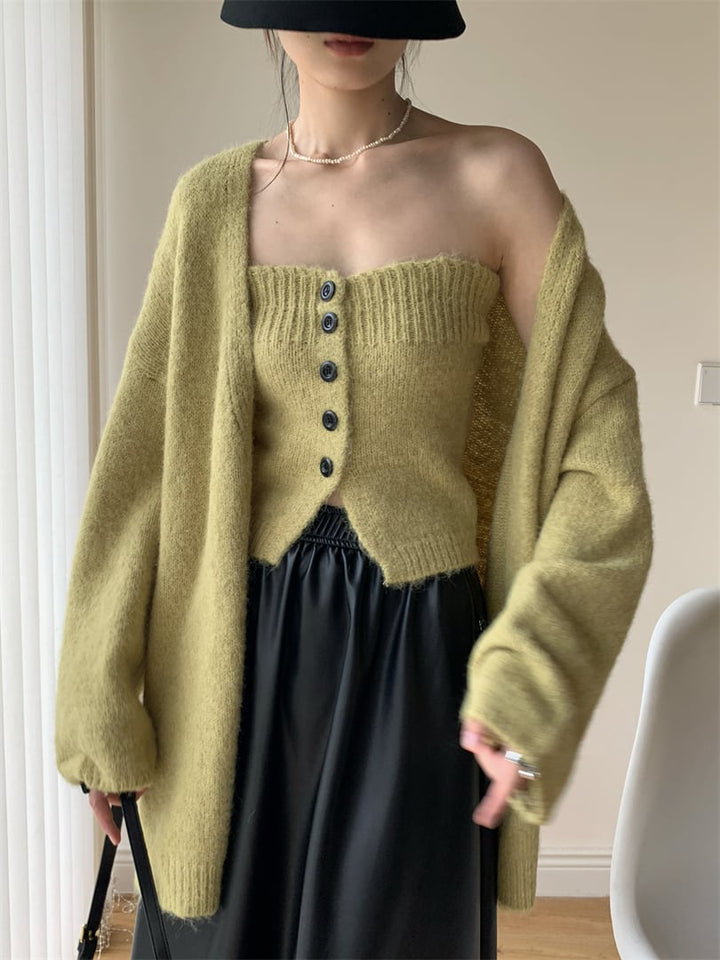 【set】ニットベアトップ×カーディガンセット　M26758