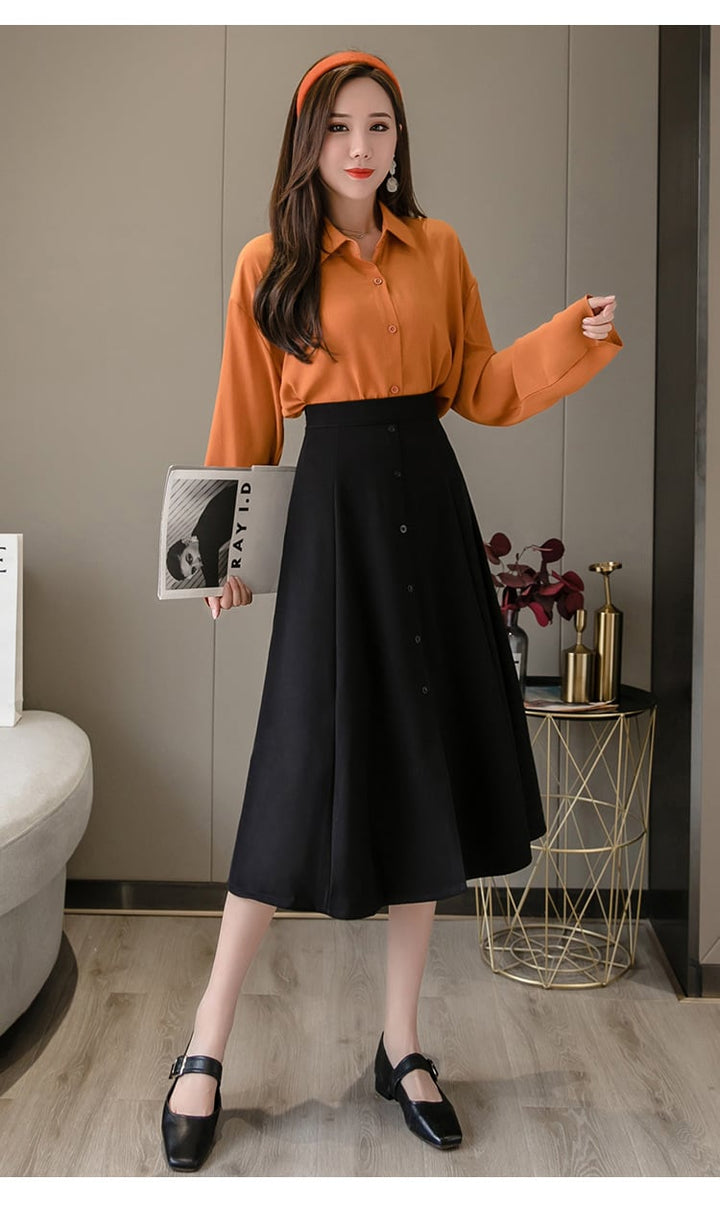 【bottoms】韓国系超人気OL、通勤ハイウエストスカート　M17047