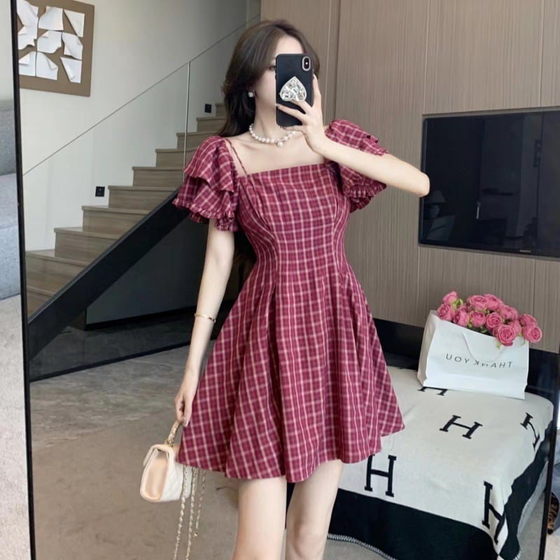【dress】チェック柄ワンピース　M22606