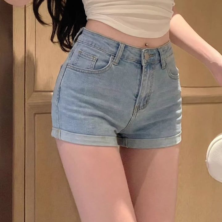【bottoms】デニムショートパンツ Q8328