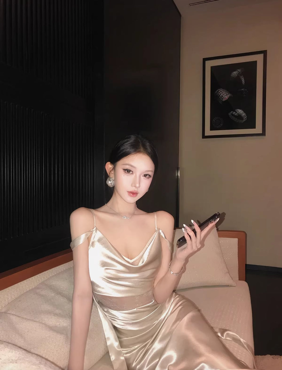 【dress】レースドッキングマーメイドワンピース Q8395