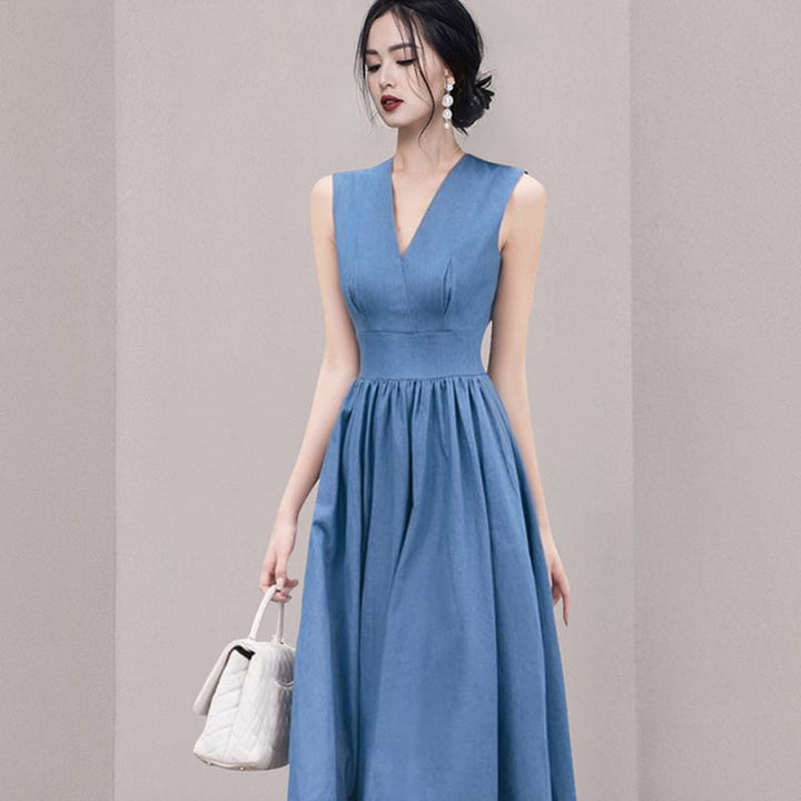 【dress】好感度UPVネックノースリーブワンピース　M16876