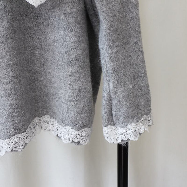 【tops】レース切り替えニットセーター　M27292