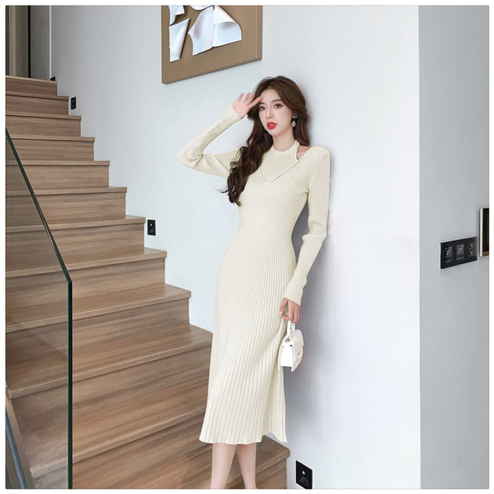 【dress】細身効果抜群♪エレガントニットワンピース　M17583