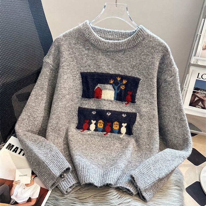 【tops】ジャカードニットセーター　M26421
